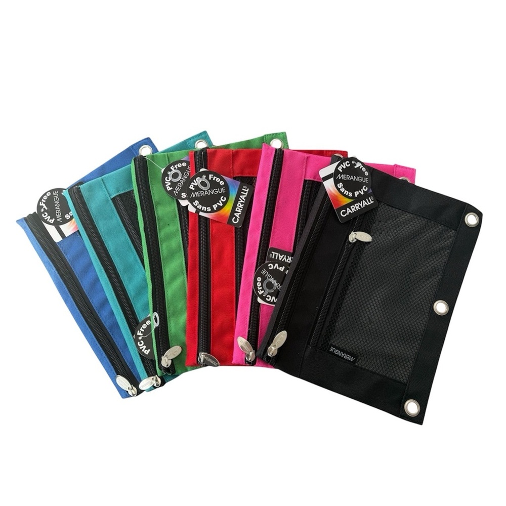 Merangue Pencil Pouch With Exterior Mesh Pocket & Binder Rings